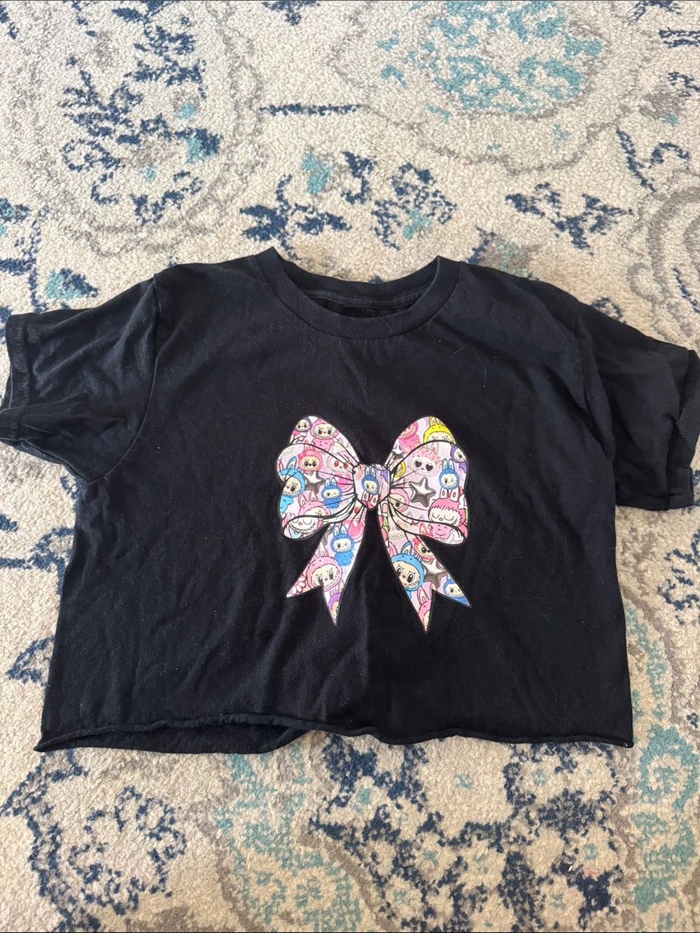 Tweenstyle Black Tee with Colorful Bow Graphic